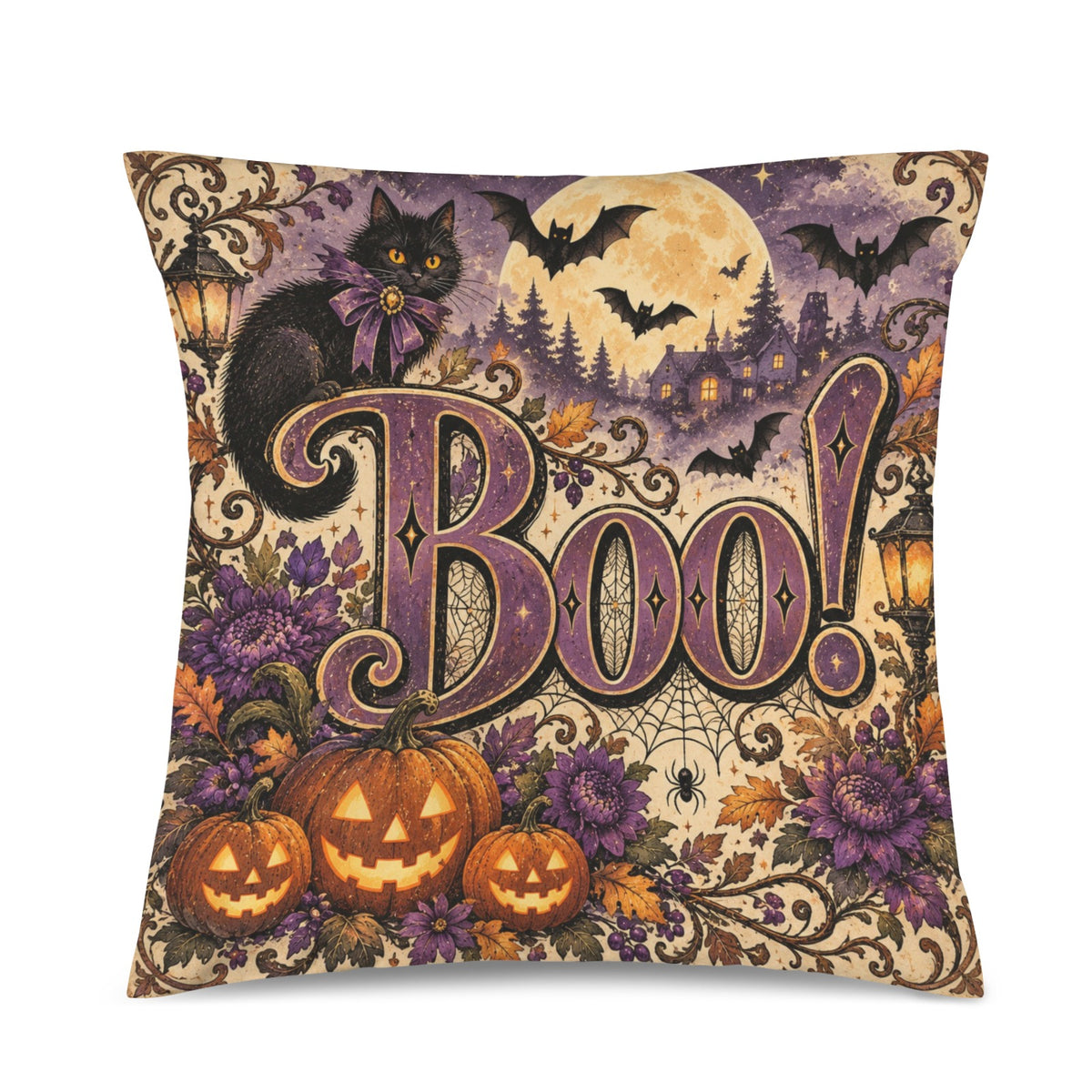 Boo! Velvet Pillow Cover, 18x18