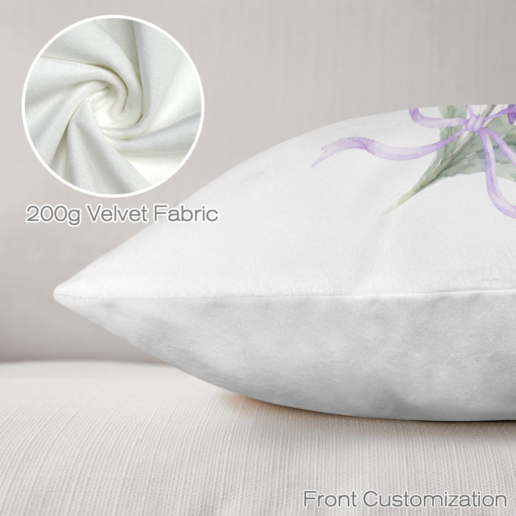Lilac Butterfly Velvet Pillow Case 18 x 18 inch (One Side)