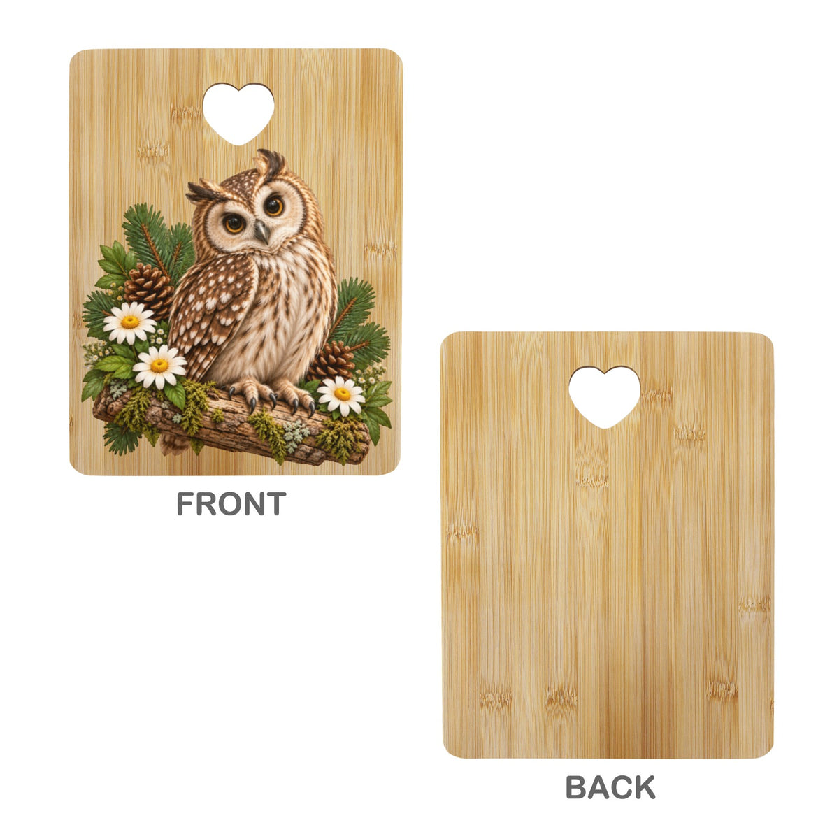 Owl Heart-Shaped Cutout Cutting Board