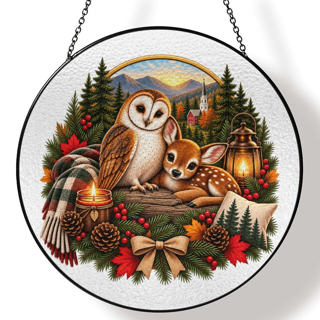 Howlet and Fawn Signature Collection Glass Suncatcher