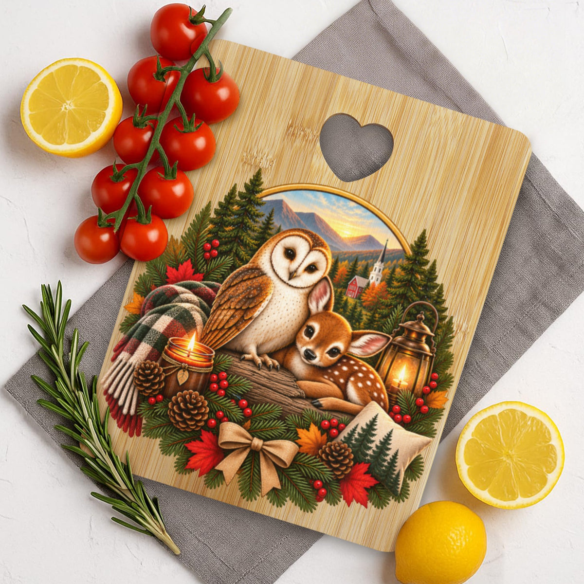 Howlet and Fawn Signature Collection Heart-Shaped Cutout Cutting Board
