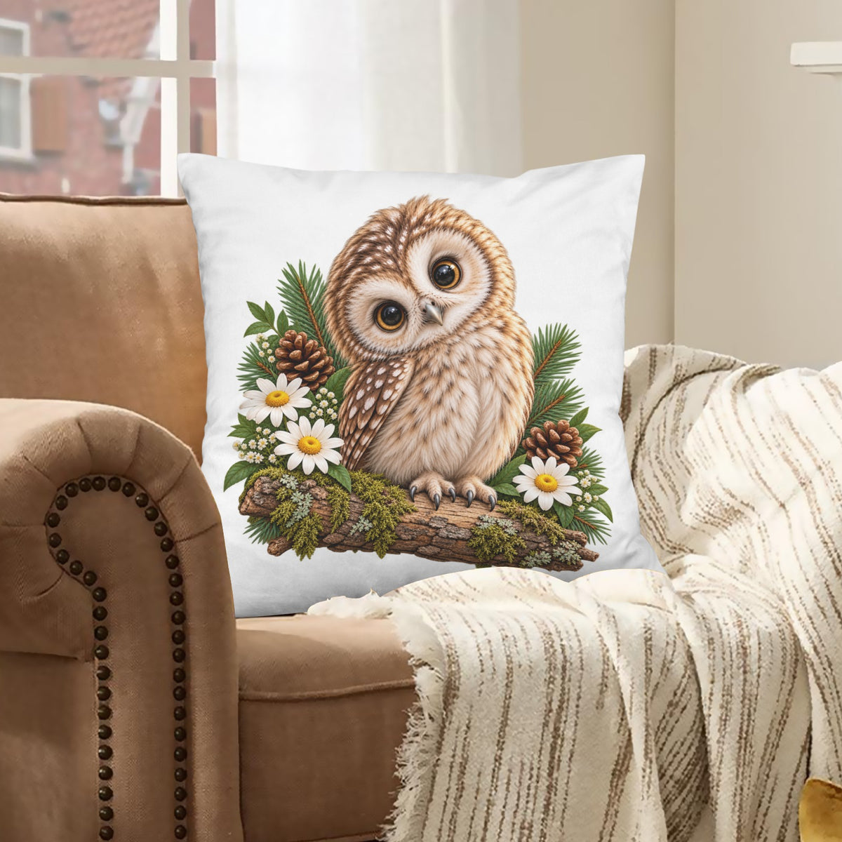 Howlet Velvet Pillow Case 18 x 18 inch (One Side)