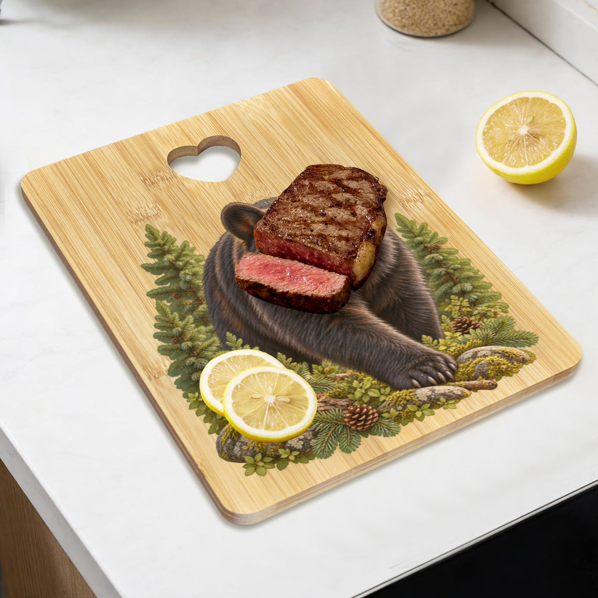 Bear Heart-Shaped Cutout Cutting Board