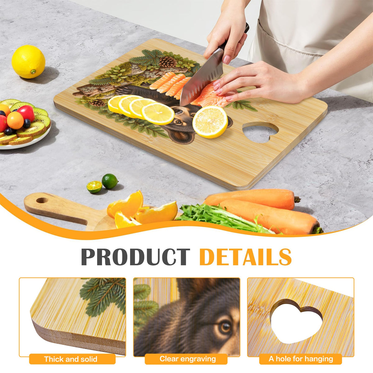 Bear Cub Heart-Shaped Cutout Cutting Board