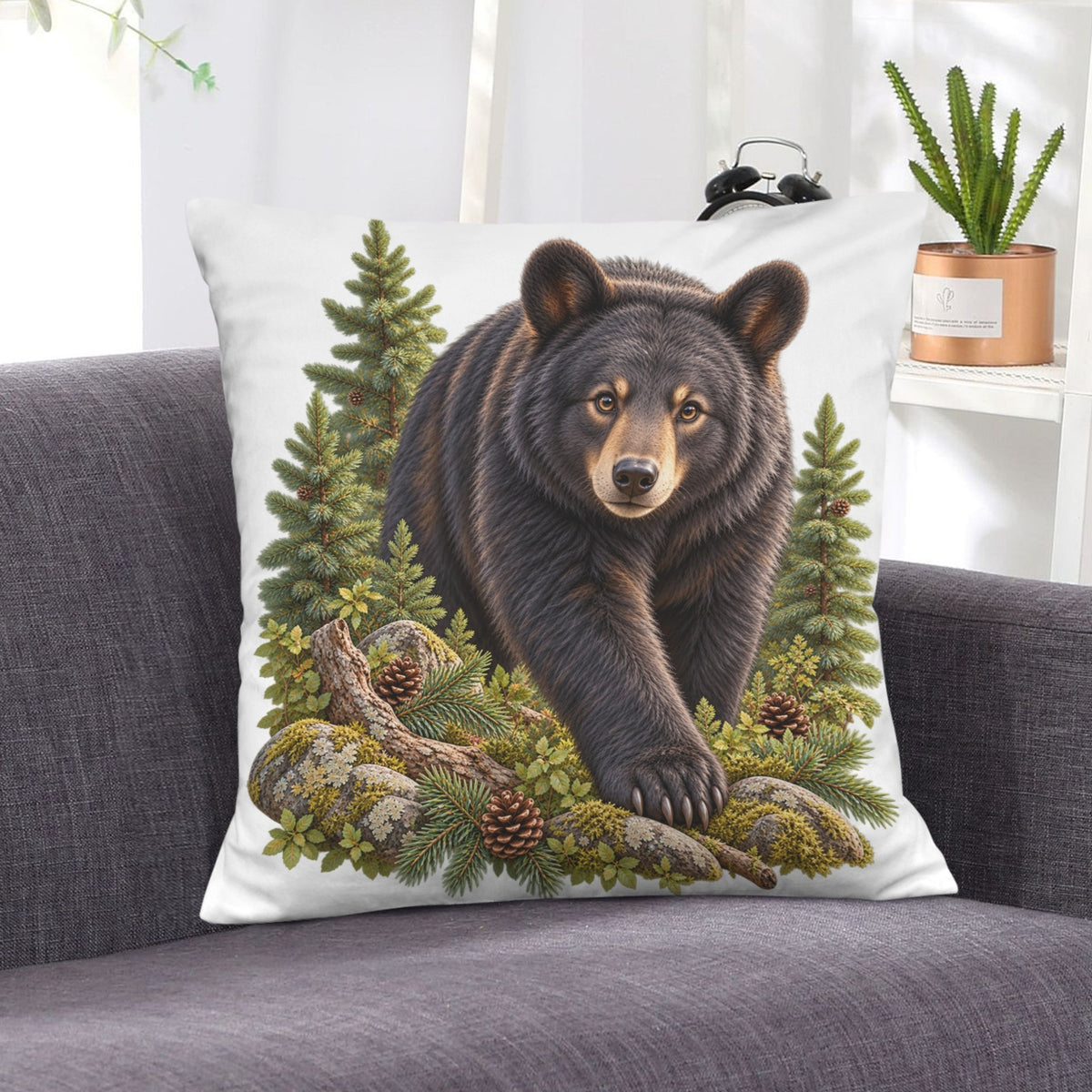 Black Bear Velvet Pillow Case 18 x 18 inch (One Side)