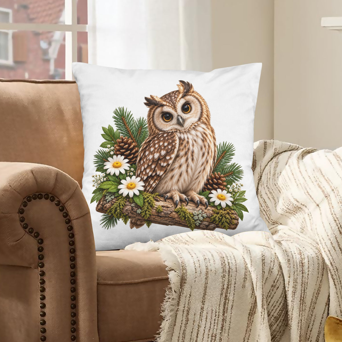 Owl Velvet Pillow Case 18 x 18 inch (One Side)
