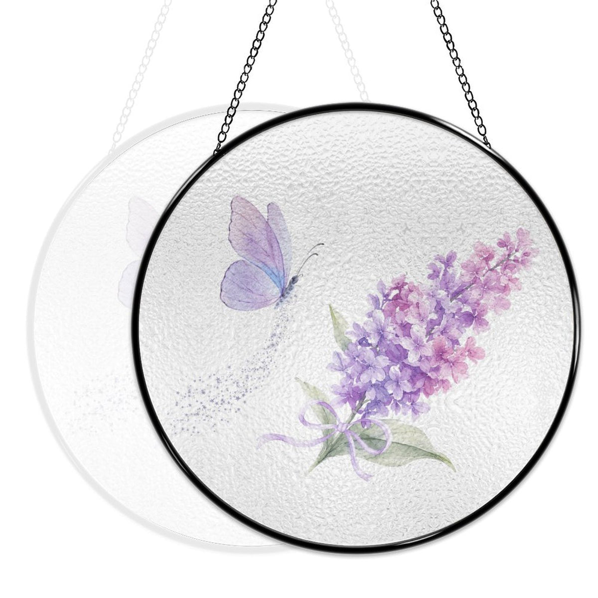 Lilac Butterfly Glass Suncatcher