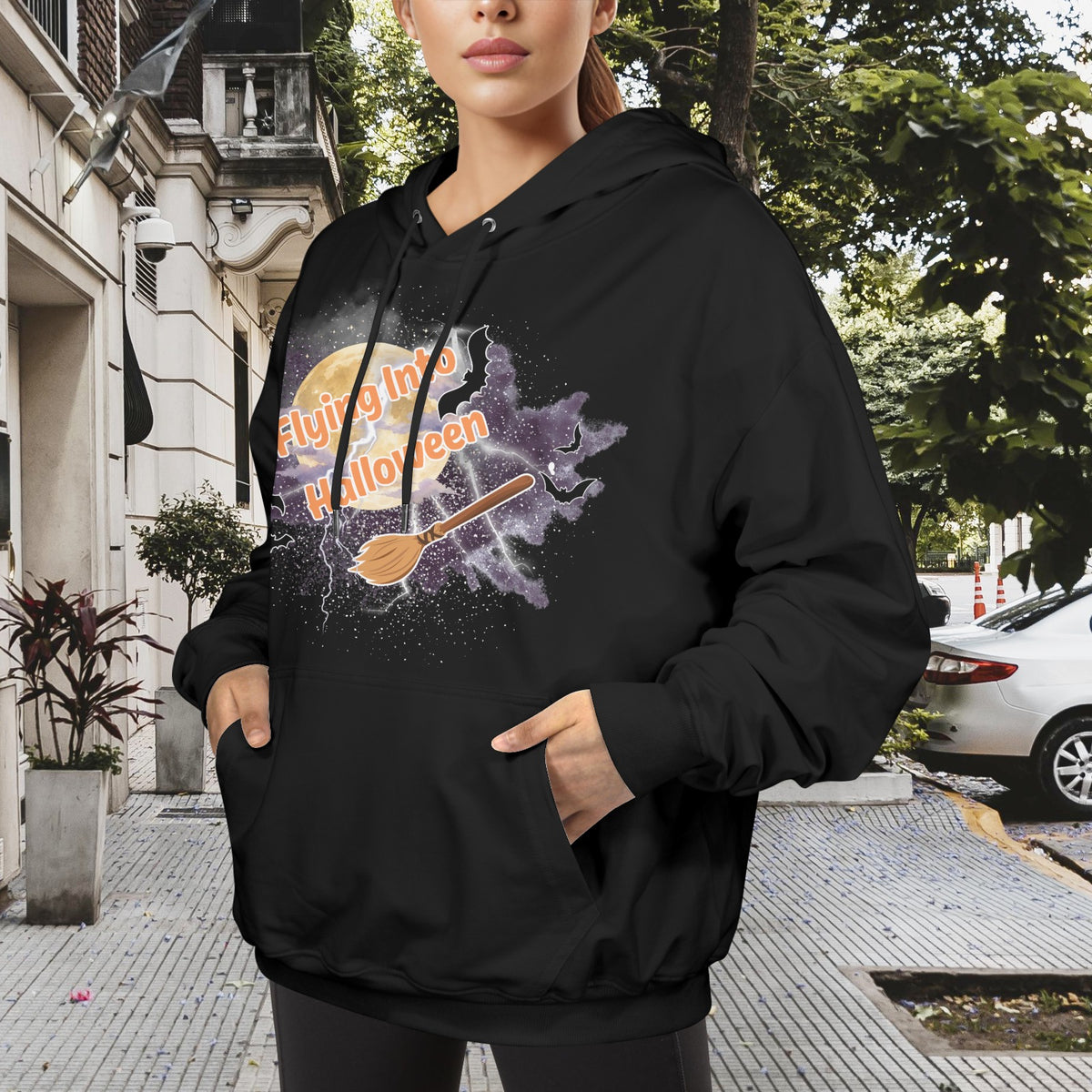 Flying Into Halloween Women's Polyester Hoodie
