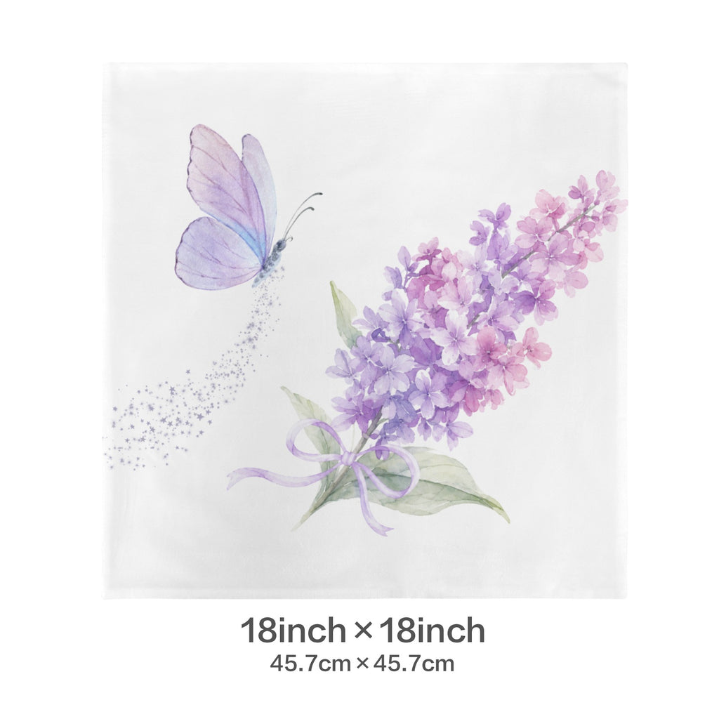 Lilac Butterfly Velvet Pillow Case 18 x 18 inch (One Side)