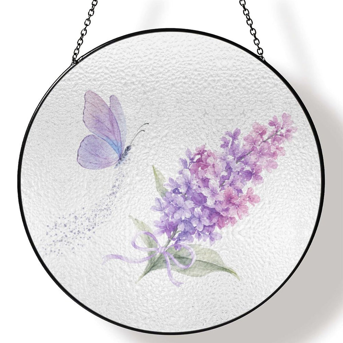 Lilac Butterfly Glass Suncatcher